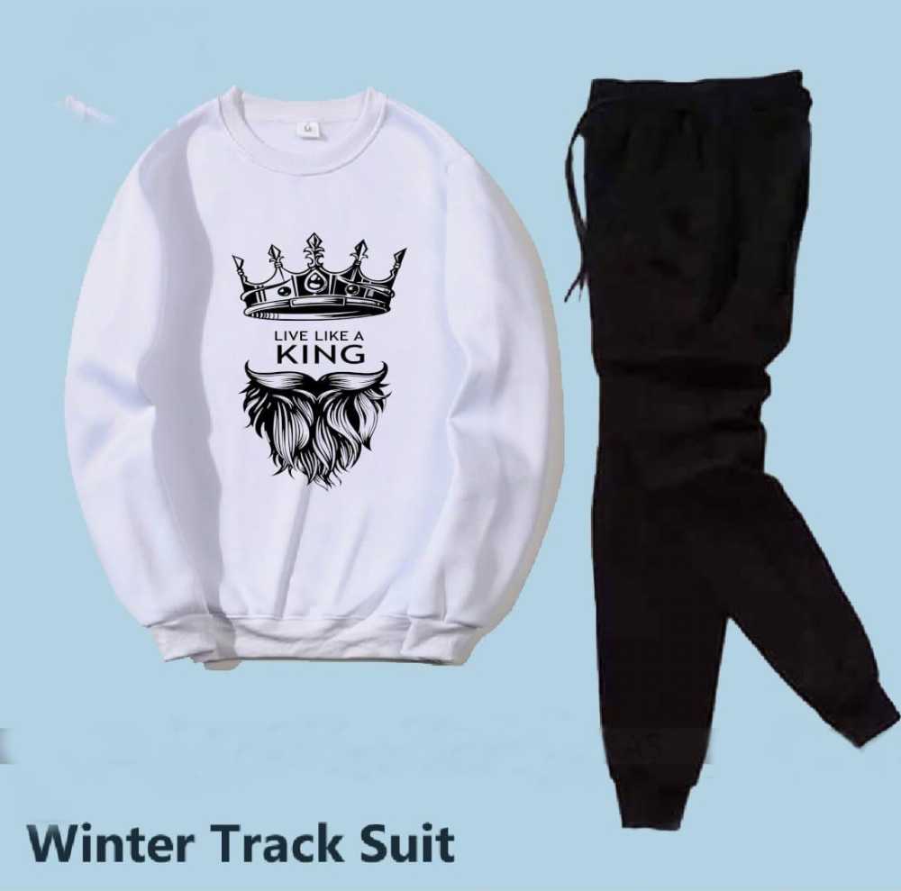 Trendy Printed Winter Tracksuit for Men & Boys โ Thick Fleece Rib Sweatshirt & Trouser Set - Image 4