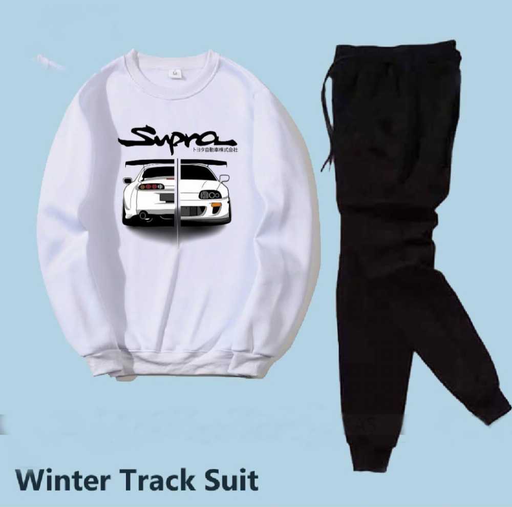 Trendy Printed Winter Tracksuit for Men & Boys โ Thick Fleece Rib Sweatshirt & Trouser Set - Image 2