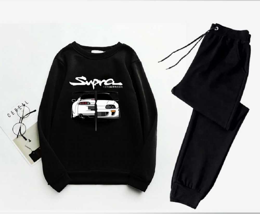 Trendy Printed Winter Tracksuit for Men & Boys โ Thick Fleece Rib Sweatshirt & Trouser Set - Image 4