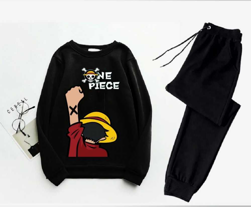 Trendy Printed Winter Tracksuit for Men & Boys โ Thick Fleece Rib Sweatshirt & Trouser Set - Image 3