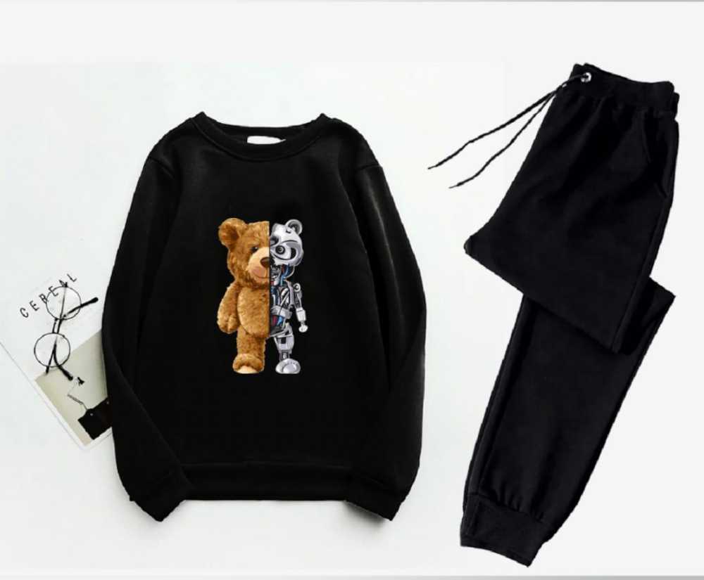 Trendy Printed Winter Tracksuit for Men & Boys โ Thick Fleece Rib Sweatshirt & Trouser Set - Image 2