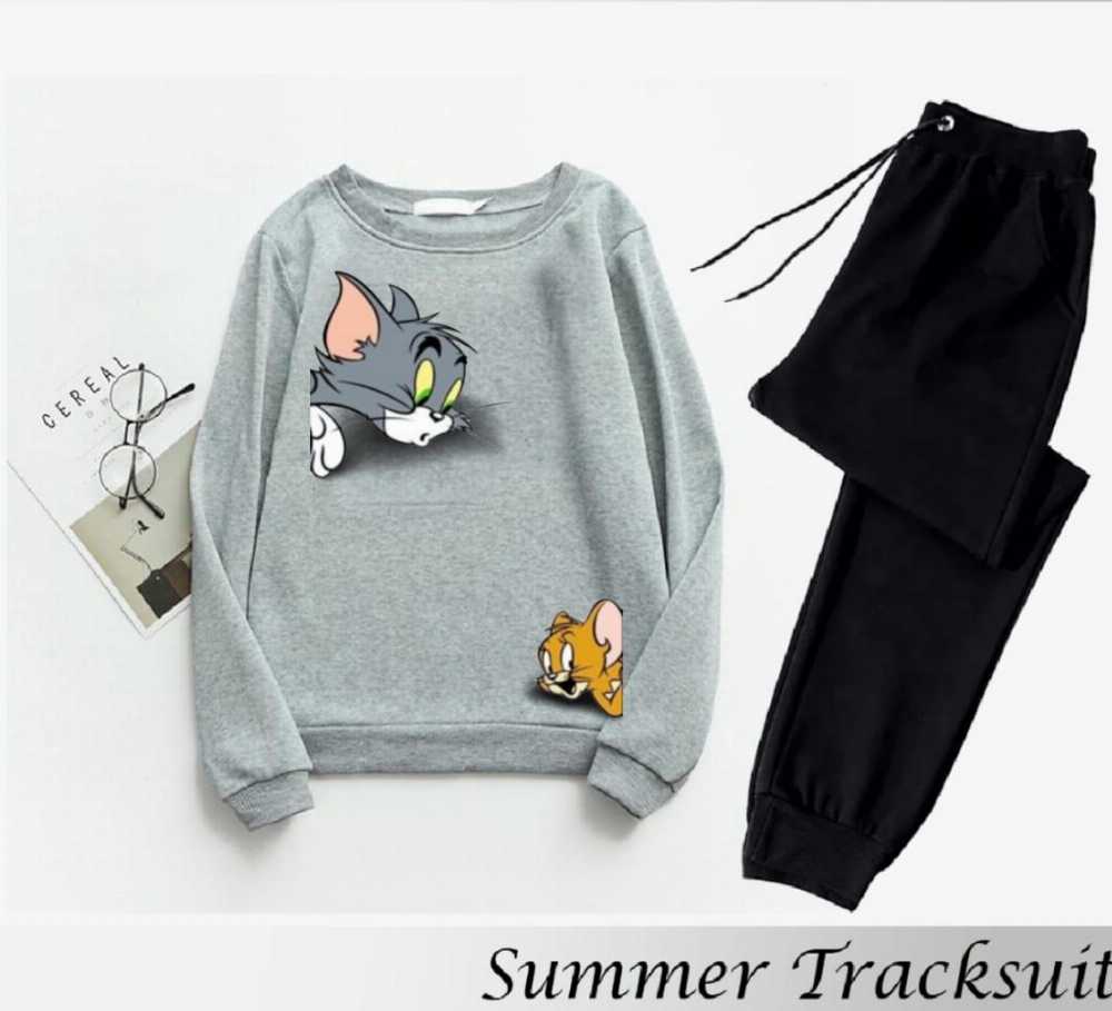 Grey & White Trendy Winter Tracksuit for Men & Boys โ Thick Fleece Sweatshirt & Trouser Set - Image 3