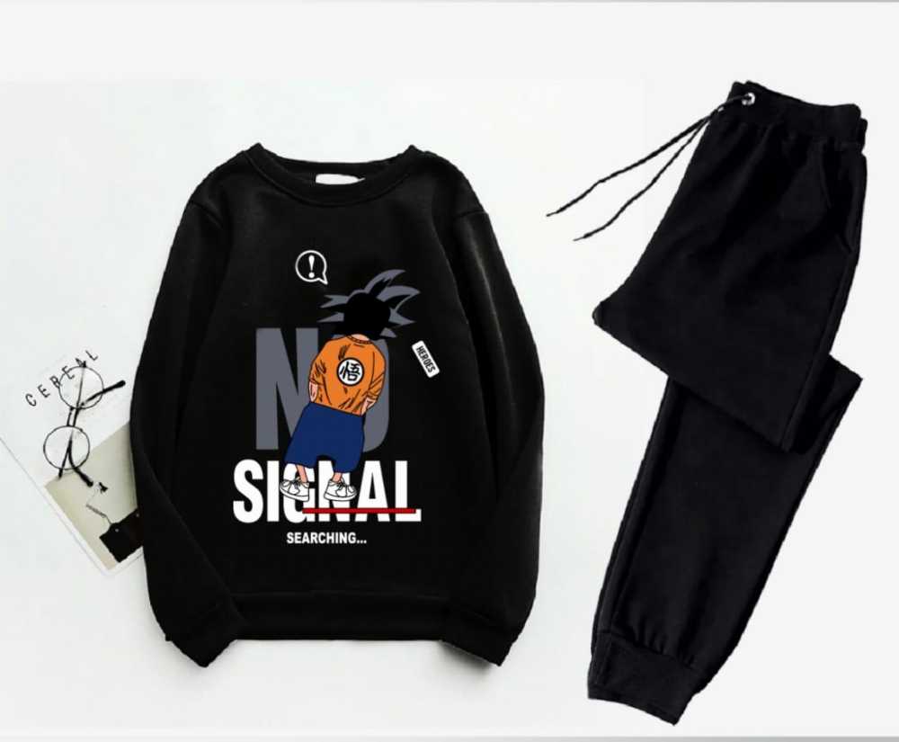 Trendy Printed Winter Tracksuit for Men & Boys โ Thick Fleece Rib Sweatshirt & Trouser Set - Image 3