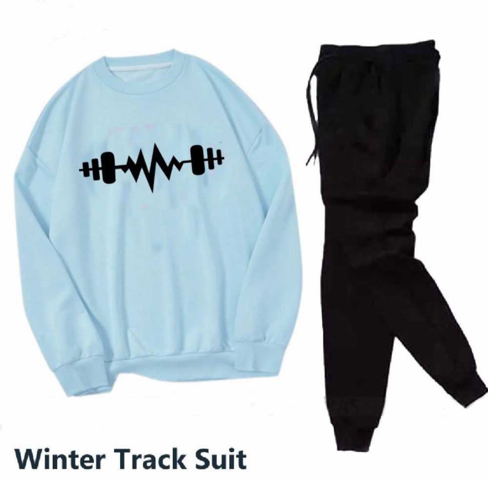 Trendy Printed Winter Tracksuit for Men & Boys โ Thick Fleece Rib Sweatshirt & Trouser Set - Image 2