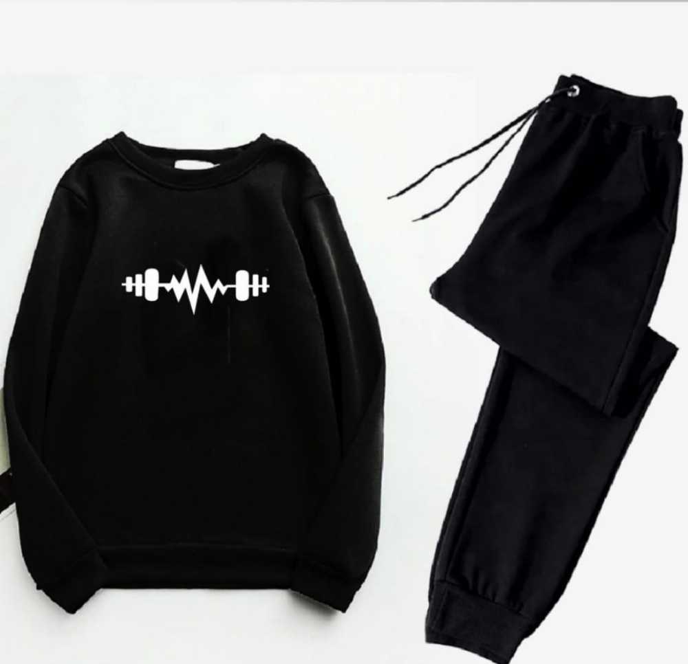 Trendy Printed Winter Tracksuit for Men & Boys โ Thick Fleece Rib Sweatshirt & Trouser Set - Image 5