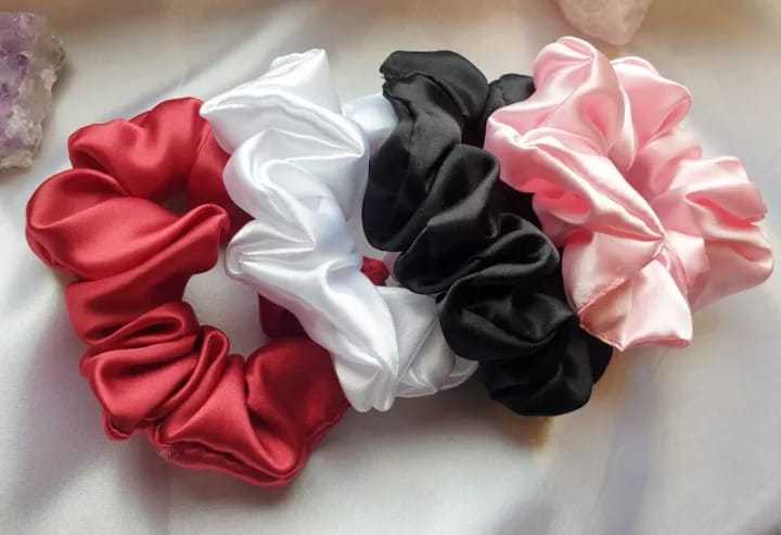 Premium Silk Scrunchies for Girls – Pack of 4 Luxury Hair Ties for Smooth & Frizz-Free Hair