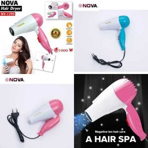 Nova Professional Hair Dryer – 1000W High-Speed Foldable Travel Hair Dryer for Women & Men