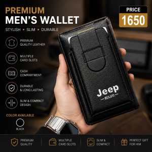 Jeep PU Leather Wallet Set for Men – Premium Black Wallet with Multiple Card Slots & Cash Pocket