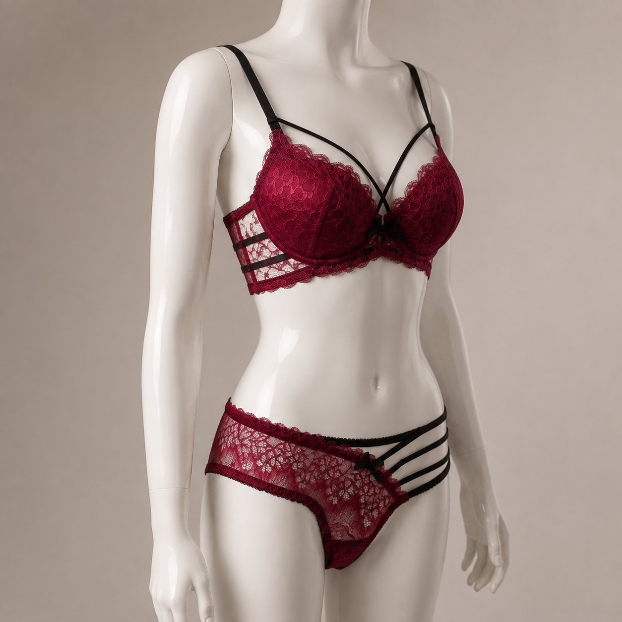 Black Lace Push-Up Bra & Panties Set for Women – Stylish Small Size Lingerie Set - Image 4