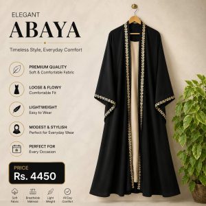 Black Georgette Embroidered Abaya for Girls | Elegant Modest Abaya