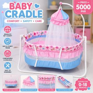 Blue Floral Castle Baby Swing with Mosquito Net | Pink & Blue Baby Hanging Swing