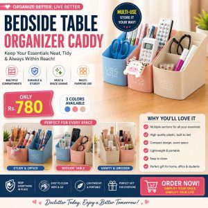 Bedside Table Organizer Caddy – Multi-Use Plastic Holder for Pens, Remote & Essentials