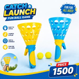 Pop & Catch Ball Game Set for Kids | Outdoor Sports Toy with 2 Catch Baskets & 3 Balls