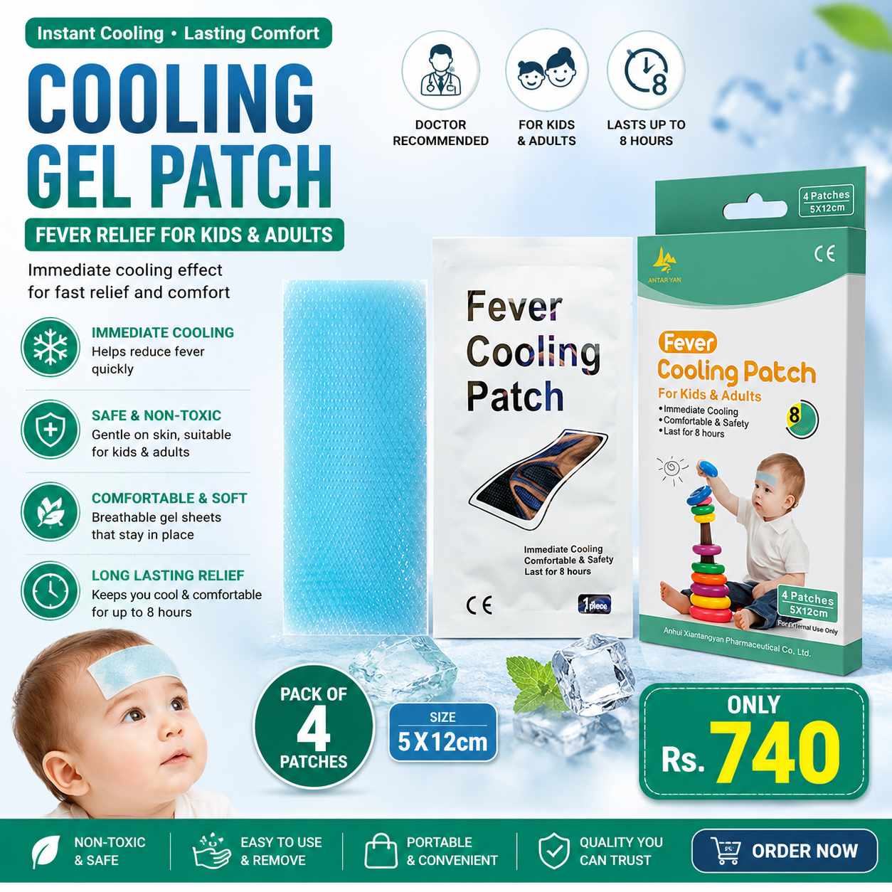 Summer Cooling Gel Patch – Fever Relief Cool Gel Sheets for Kids & Adults