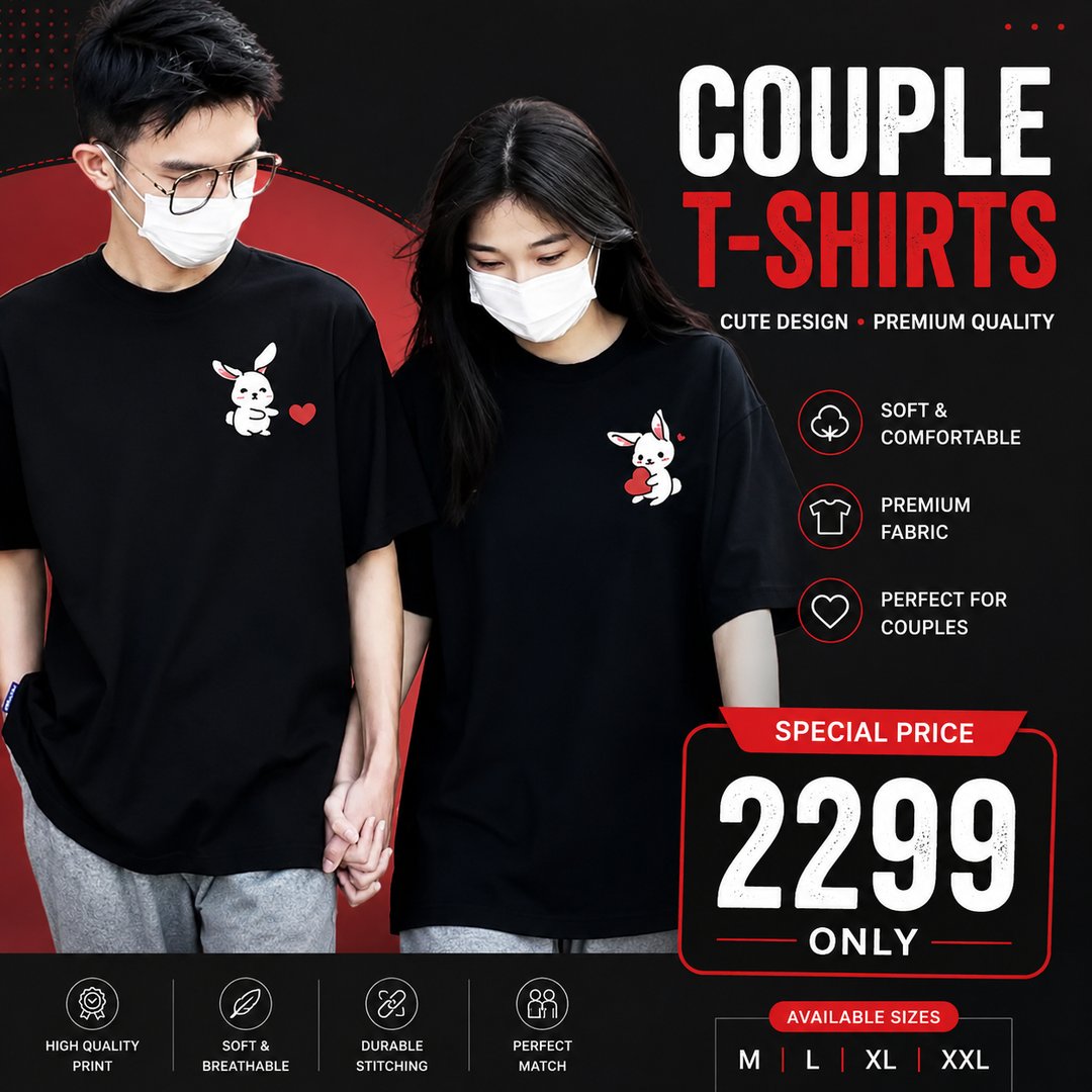 Pack of 2 Pcs Unisex Jersey Printed T-Shirts – Stylish Casual Wear for Men & Women