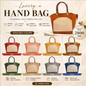 Women's PU Leather Embossed Hand Bag – Premium Ladies Top Handle Handbag for Daily Use in Pakistan