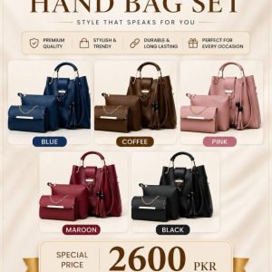 Leather Handbag Set for Girls – Stylish 3 Piece Ladies Handbag Set for School, Office & Party in Pakistan