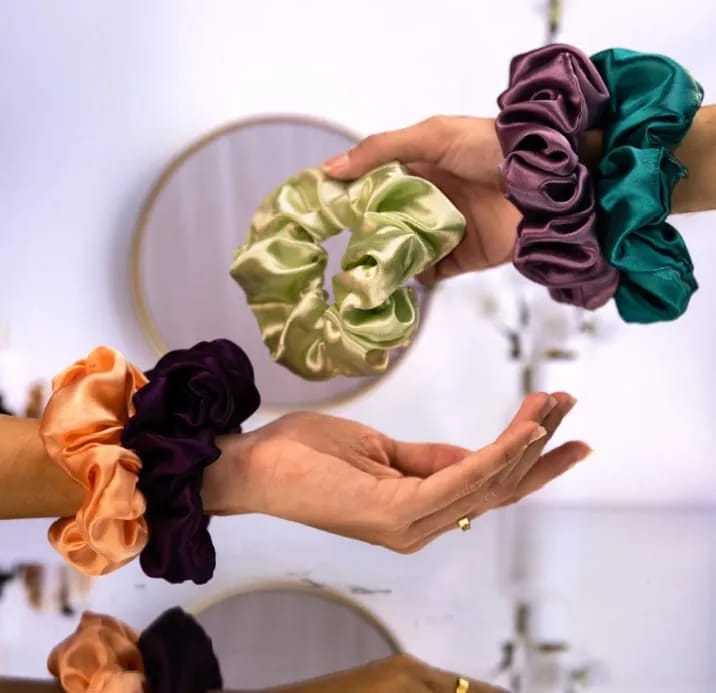 Premium Silk Scrunchies for Girls – Pack of 4 Luxury Hair Ties for Smooth & Frizz-Free Hair - Image 3