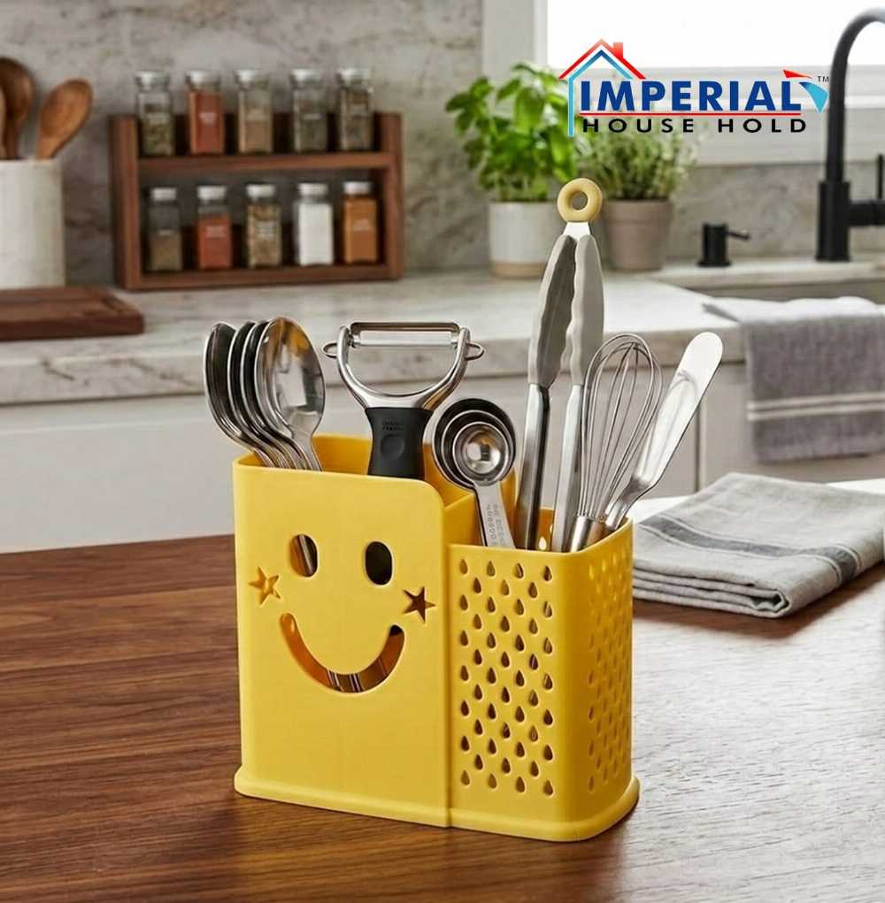 Imperial Household Cutlery Drainer โ 2-Compartment Plastic Utensil Organizer & Kitchen Storage Holder - Image 3