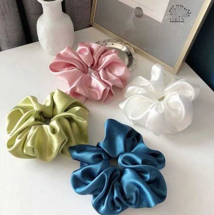 Premium Silk Scrunchies for Girls – Pack of 4 Luxury Hair Ties for Smooth & Frizz-Free Hair - Image 2