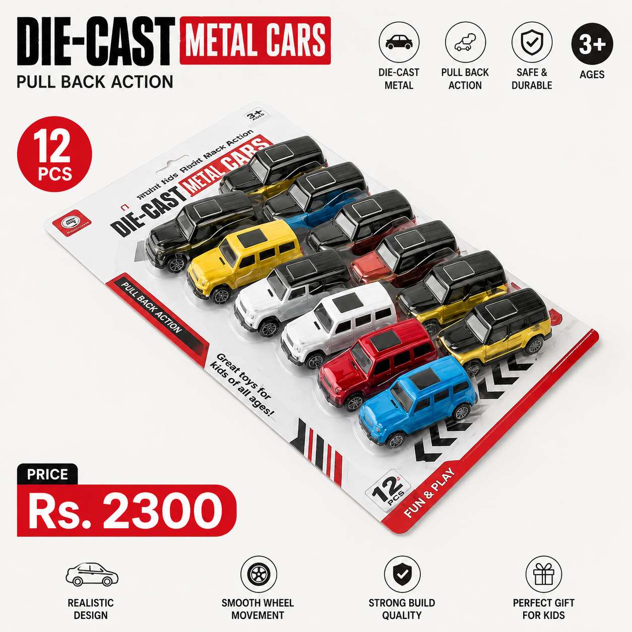Die-Cast Metal Racing Car Set 12PCS Multicolor Kids Toy Mini Pull Back Vehicle Collection