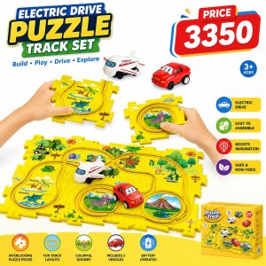 Electric Drive Puzzle Track Set for Kids | DIY Road Track Building Toy with Moving Cars