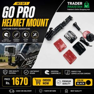 GoPro Helmet Mount – Black Adjustable Action Camera Holder for Motorcycle, Cycling & Outdoor Sports