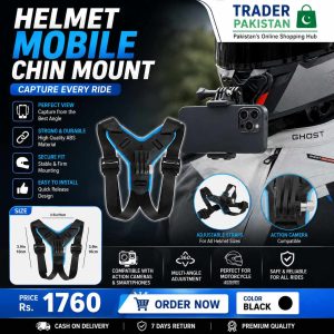 Helmet Mobile Chin Mount – Blue Standard Motorcycle Helmet Phone Holder for Riders