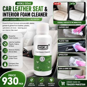 HGKJ 50ml Car Leather Seat & Interior Foam Cleaner – Plastic, Upholstery & Sofa Care