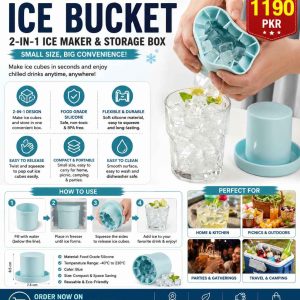 Mini Silicone Ice Bucket – 2-in-1 Ice Cube Maker & Storage Box for Home, Kitchen, Parties & Outdoor Use