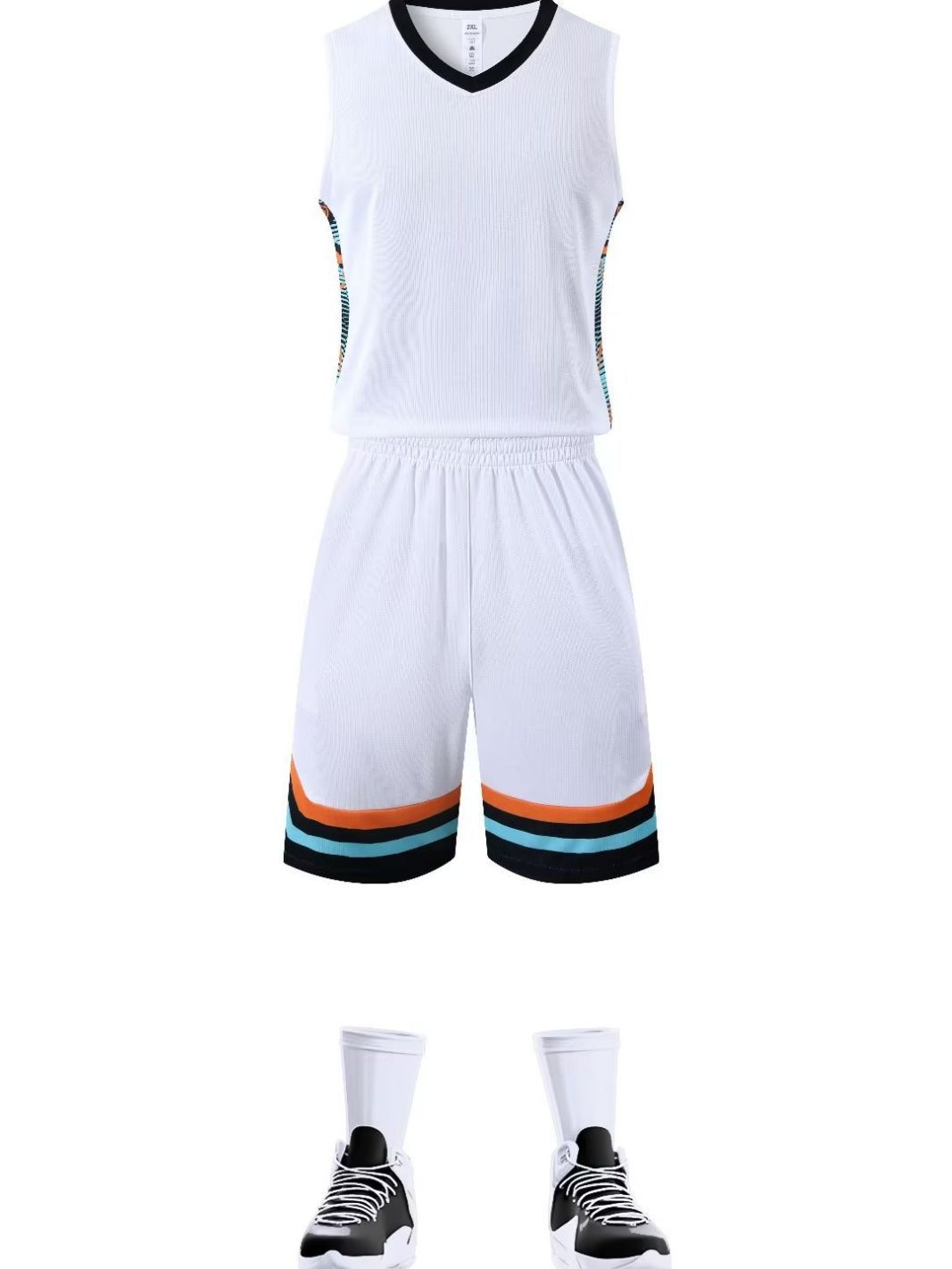 Men Light Blue Basketball Uniform Set Sleeveless Shorts Summer Training Sportswear - Image 4
