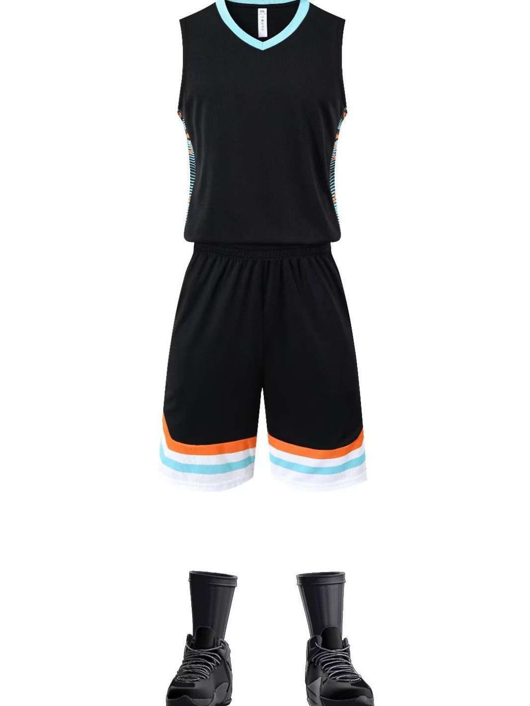 Men Light Blue Basketball Uniform Set Sleeveless Shorts Summer Training Sportswear