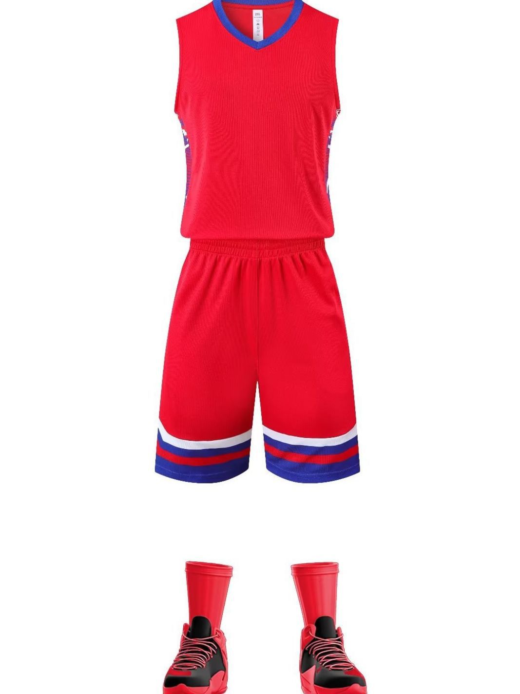 Men Light Blue Basketball Uniform Set Sleeveless Shorts Summer Training Sportswear - Image 2