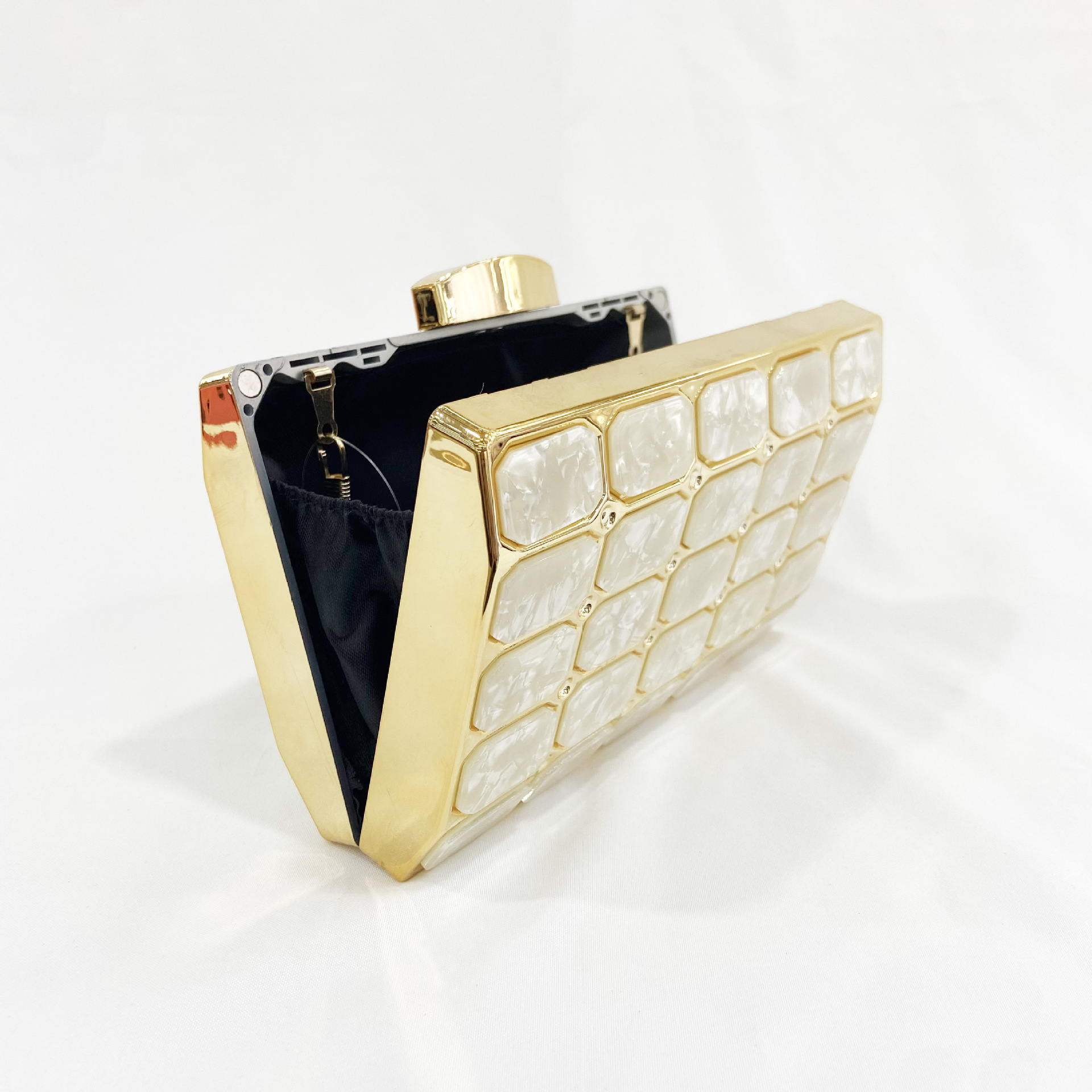 Black Square Stone Pattern Cross Body Bag for Women | Stylish Ladies Shoulder Bag - Image 3