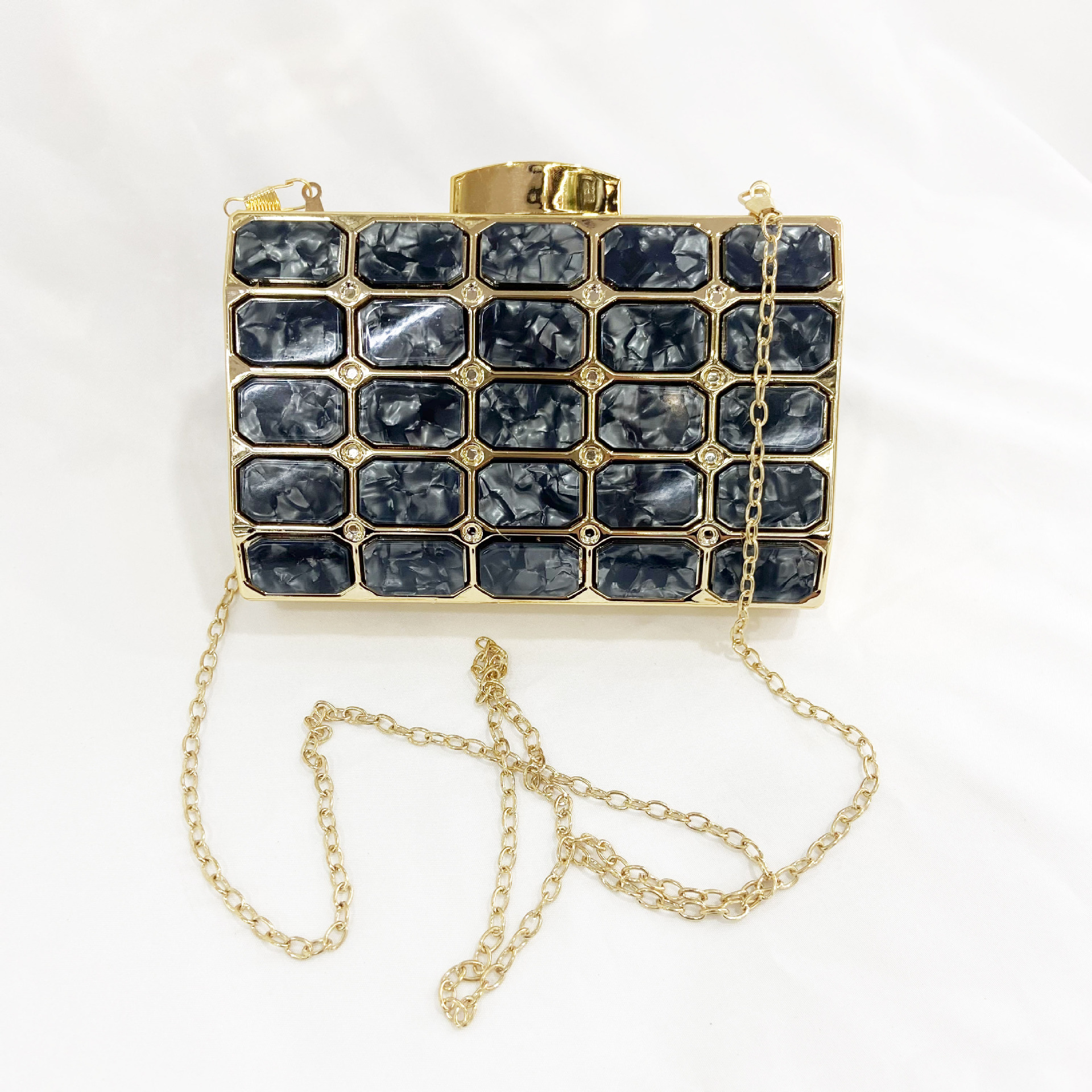 Black Square Stone Pattern Cross Body Bag for Women | Stylish Ladies Shoulder Bag - Image 6