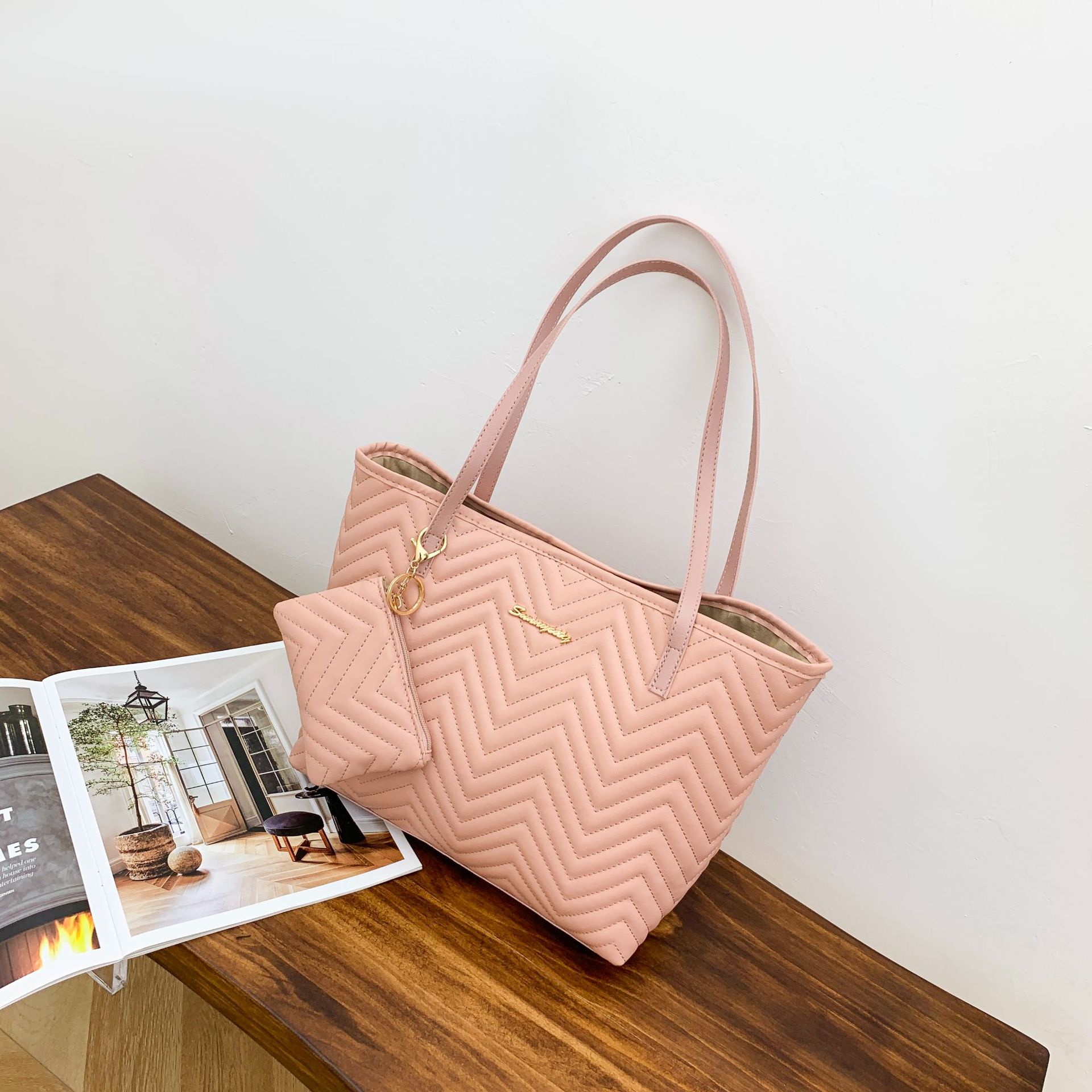 Wavy Diamond Embroidered Shoulder Bag for Women – Elegant Ladies Shoulder Handbag for Daily Use in Pakistan - Image 6