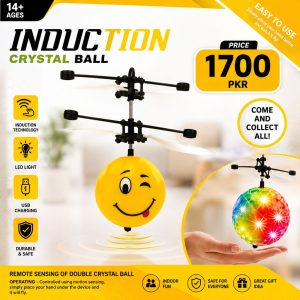 Emoji Flying Ball Yellow Plastic Toy with USB Cable | Interactive Hand-Controlled Flying Ball Toy for Kids