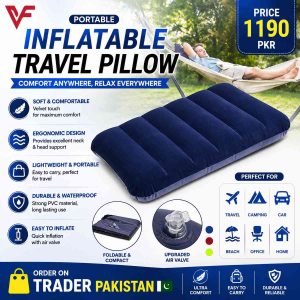 Portable Inflatable Travel Pillow – Lightweight Camping & Outdoor Neck Support Cushion for Car, Beach, Travel & Bed