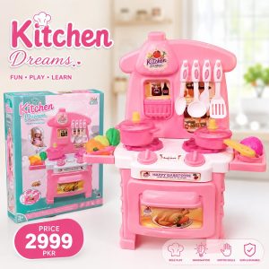 Pink Kitchen Set for Girls 3-5 Years | Pretend Play Cooking Toy Set for Kids