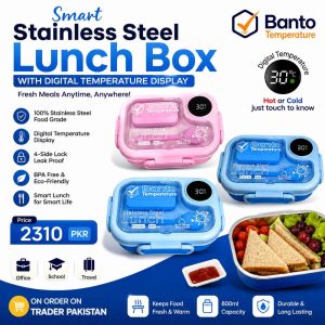 Smart Stainless Steel Lunch Box with Digital Temperature Display – Reusable Food Container for Office, School & Travel