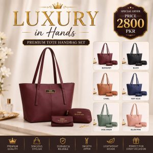 TBM The Bag Master 3 Pcs Tote Bag Set for Women | Premium Leather Handbag with Wallet & Pouch – Brown