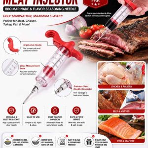 Stainless Steel Meat Injector – BBQ Marinade Injector & Flavor Seasoning Needle for Meat, Chicken & Grilling