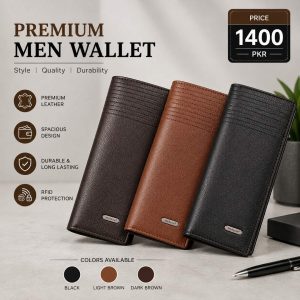Premium Leather Wallet for Men – Stylish Bi-Fold Wallet with Multiple Card Slots & Cash Pocket | Black, Light Brown & Dark Brown