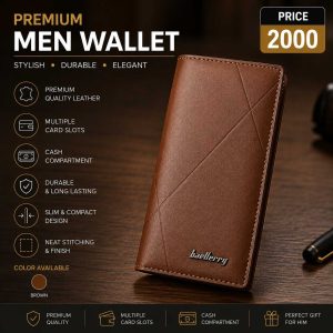 Men's Luxury Genuine Leather Long Trifold Wallet – Premium Leather Wallet with Multiple Card Slots & Cash Organizer | Brown