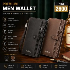Balebaily Long Zipper Wallet for Men & Women – Premium PU Leather Wallet with Card Slots & Cash Organizer | Black & Brown