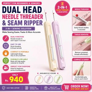 Dual Head Needle Threader and Seam Ripper – Sewing Accessories for Beginners & Seniors