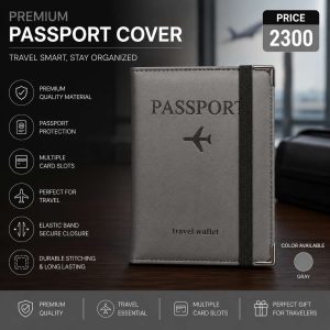 Premium Passport Wallet & Travel Document Organizer – Passport Holder with Card Slots & Cash Pocket | Gray