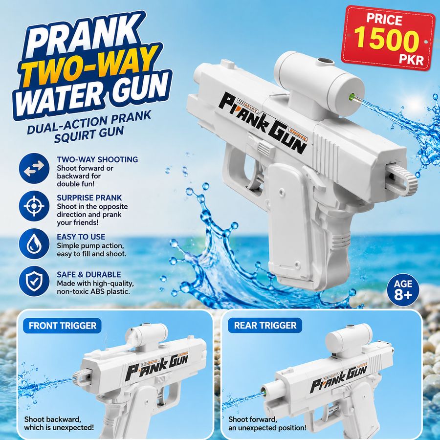 Prank Two-Way Water Gun Fun Toy | Dual-Action Prank Squirt Gun for Kids & Outdoor Fun