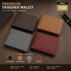 Luxury LV Leather Wallet for Men – Premium Designer Bi-Fold Wallet with Multiple Card Slots & Cash Pocket | Dark Brown, Light Brown, Gray & Maroon