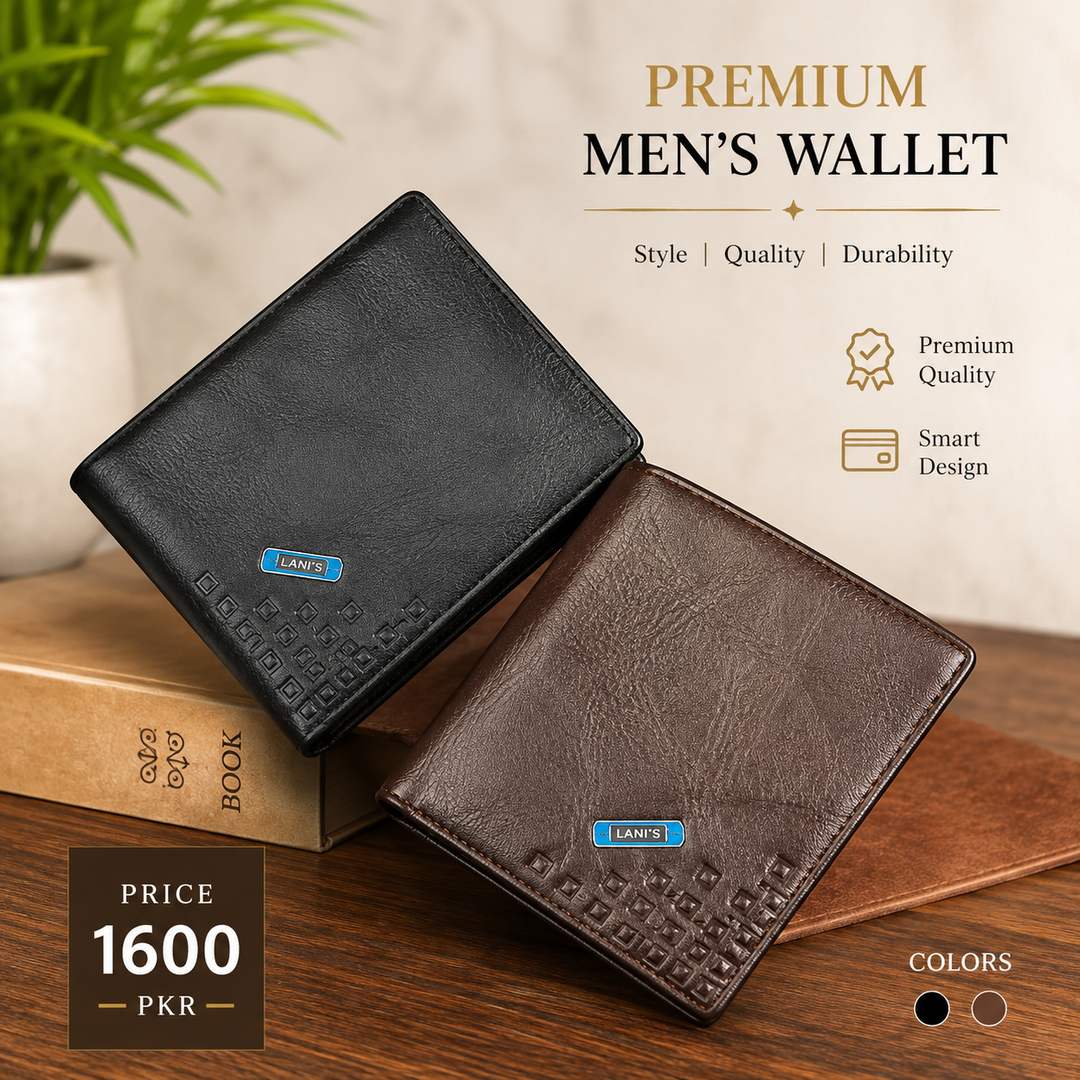 Men's Leather Trifold Wallet – Premium Multicolor Trifold Wallet in Black & Brown for Daily Use in Pakistan